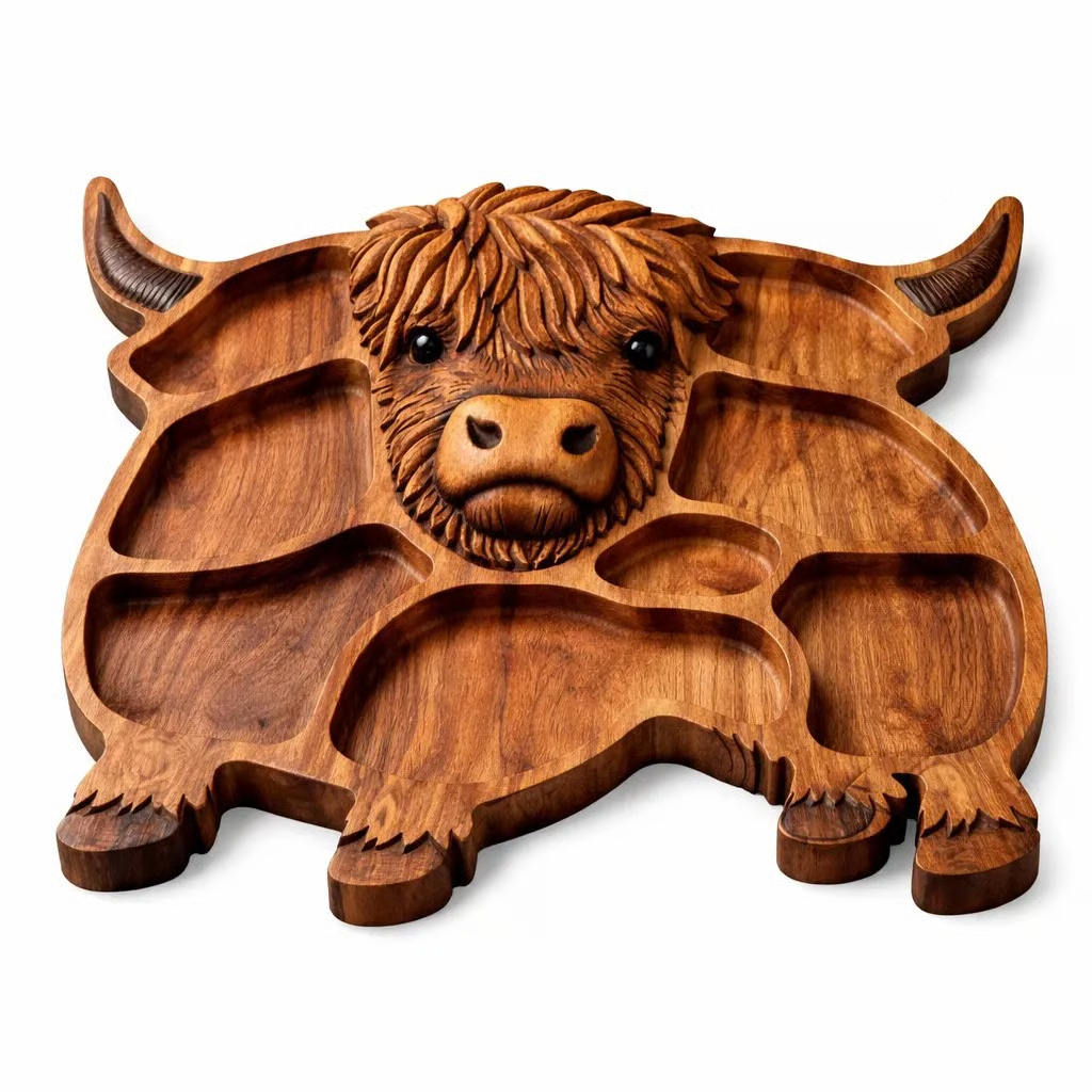 š® Highland Cow Wooden Charcuterie Board