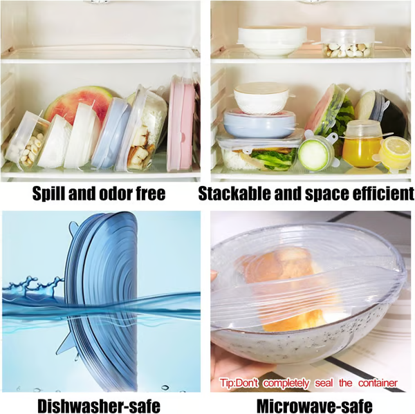 Silicone Cover Stretch Lids Reusable Airtight Food Wrap Covers