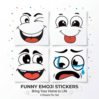 🔥Cartoon Face Stickers, Self-Adhesive Removable Decals with Glossy Finish, Multi-Surface Decor
