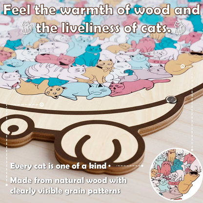 🐱Morandi-Colored Cat Shaped Wooden Jigsaw Puzzle