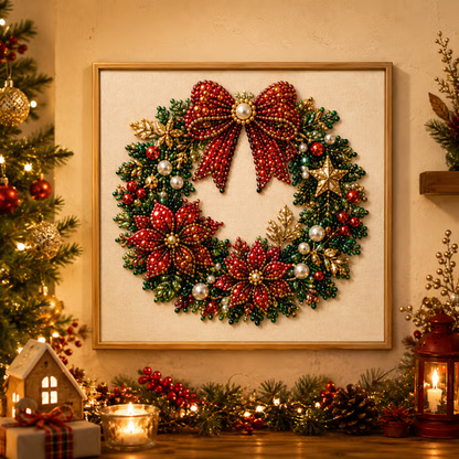 🧘Relaxing & Beginner-Friendly - 🎨💎DIY Christmas Pearl Diamond Painting Art Kit With Frame