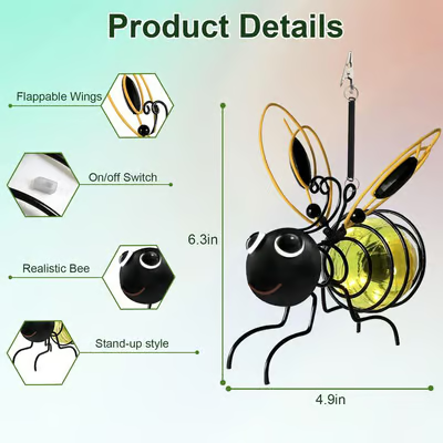 🐝Outdoor Hanging Solar Bee Light - Perfect gift for plant lovers moms or literally anyone who smiles ❤️
