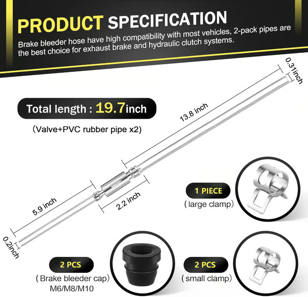 💥Brake Bleeder Hose - One Way Check Valve Tube Bleeding Tool Kit For Car Motorcyle Clutch