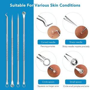 🧼 Clear Skin Essential! 🔥15-Piece Blackhead & Pimple Remover Kit with Stainless Steel Tools + Metal Case