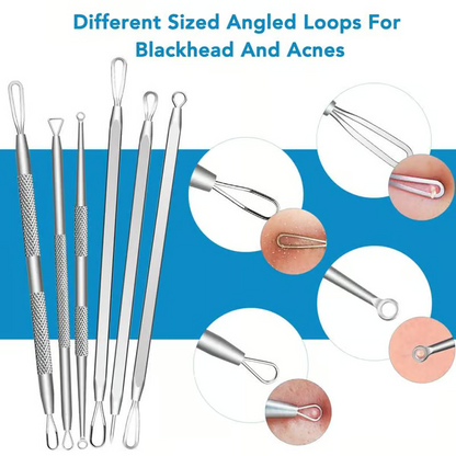 🧼 Clear Skin Essential! 🔥15-Piece Blackhead & Pimple Remover Kit with Stainless Steel Tools + Metal Case