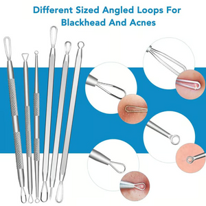 🧼 Clear Skin Essential! 🔥15-Piece Blackhead & Pimple Remover Kit with Stainless Steel Tools + Metal Case