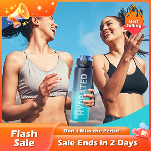 🏆Flash Sale⚡ 50K+ SOLD! Almost Gone-💥Time Marked Leakproof Water Bottle - Wide Mouth, Easy Clean, for Active Lifestyles