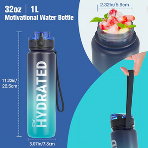 🏆Flash Sale⚡ 50K+ SOLD! Almost Gone-💥Time Marked Leakproof Water Bottle - Wide Mouth, Easy Clean, for Active Lifestyles