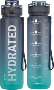 🏆Flash Sale⚡ 50K+ SOLD! Almost Gone-💥Time Marked Leakproof Water Bottle - Wide Mouth, Easy Clean, for Active Lifestyles