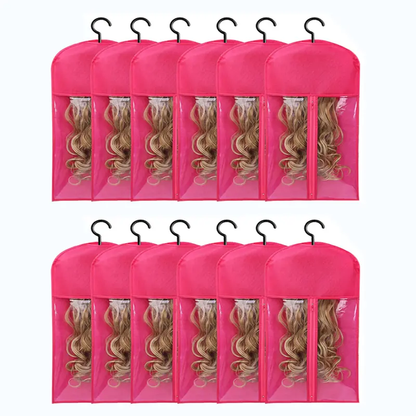 6PCS Wig Storage Bags with Hanger, 23.6" x 11.8"Wig Storage for Multiple Wigs
