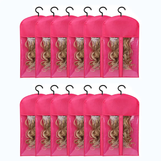 6PCS Wig Storage Bags with Hanger, 23.6" x 11.8"Wig Storage for Multiple Wigs