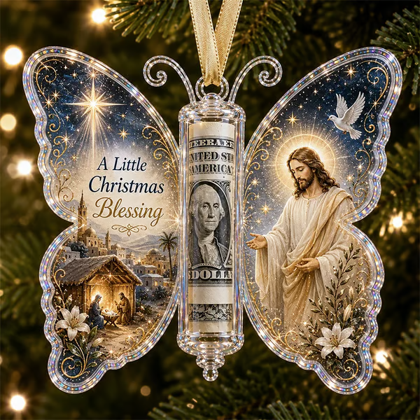 🦋💵 Embossed Butterfly Christmas Cash Gift Ornament – Holiday Money Holder Keepsake 🎄✨