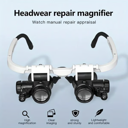🎁👓8X 15x 23x Head Wearing Magnifying Glass with LED Light Headband