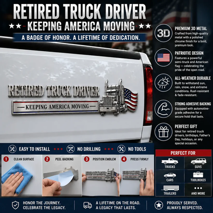 🚚 Retired Truck Driver Car Emblem Badge