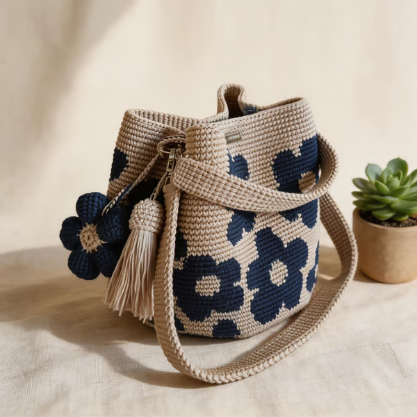 🏆🧵🌸Handmade Crochet Flower Tote 🌼✨