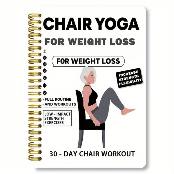 🔥30-Day Chair Yoga Weight Loss Spiral-Bound Notebook & Step-by-Step Exercise Guide - At-Home Fitness Journal