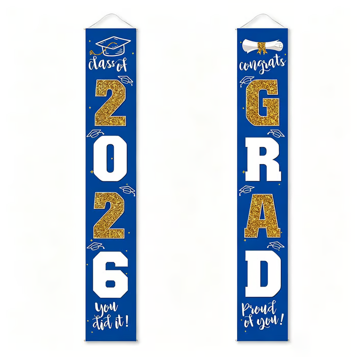 🎓Class of 2026 Graduation Banner | Congrats Grad Front Door Porch Decor for Graduation Party (✨Set of 2)