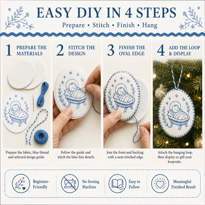 🧵Beginner-Friendly DIY Heirloom Oval Embroidery Ornament Kit Collection | Complete Kit with All Tools & Step-by-Step Guide Included 💕