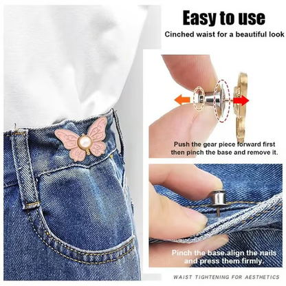 🌸🦋 Removable Butterfly Waist Adjustment Buckle – No‑Tool, Adjustable Fit for Jeans, Skirts & Dresses, Creates Hourglass Shape ✨👗💃