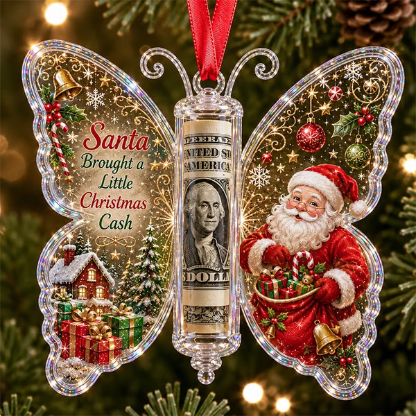 🦋💵 Embossed Butterfly Christmas Cash Gift Ornament – Holiday Money Holder Keepsake 🎄✨