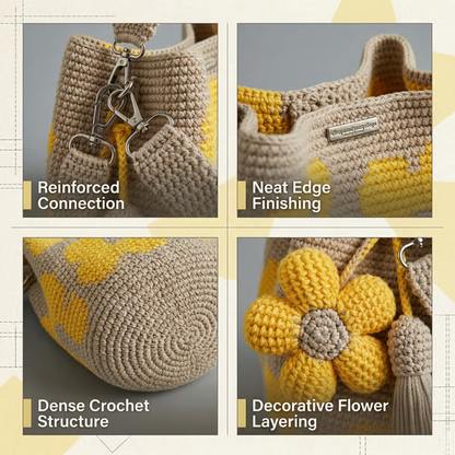 🏆🧵🌸Handmade Crochet Flower Tote 🌼✨