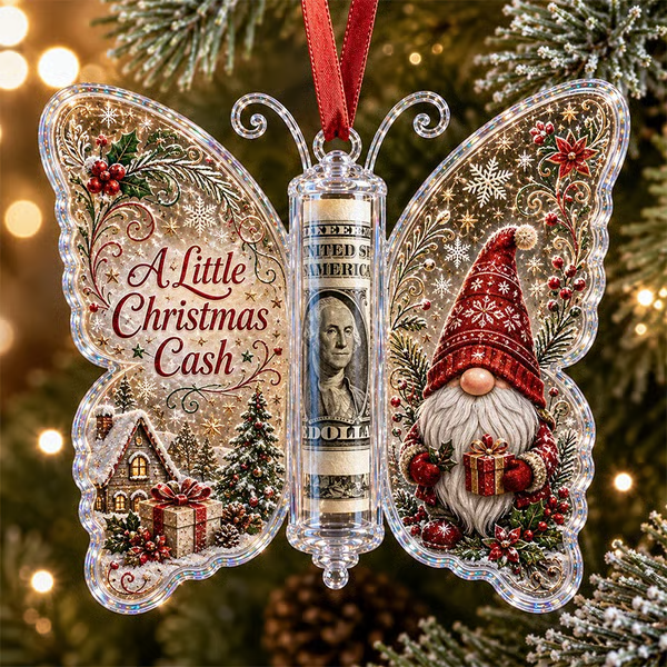 🦋💵 Embossed Butterfly Christmas Cash Gift Ornament – Holiday Money Holder Keepsake 🎄✨