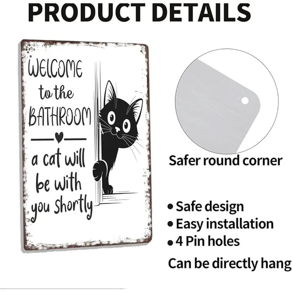 Vintage Black & White Cat Wall Art