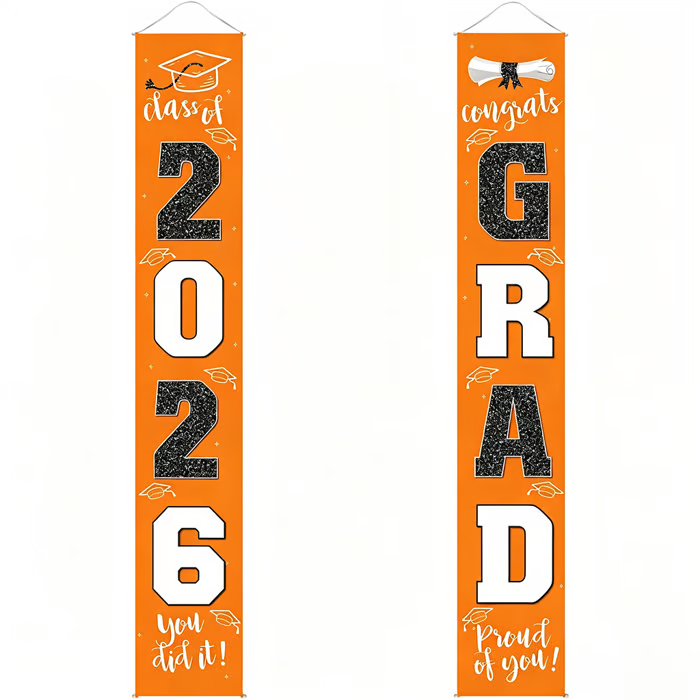 🎓Class of 2026 Graduation Banner | Congrats Grad Front Door Porch Decor for Graduation Party (✨Set of 2)