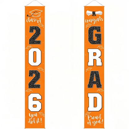 🎓Class of 2026 Graduation Banner | Congrats Grad Front Door Porch Decor for Graduation Party (✨Set of 2)