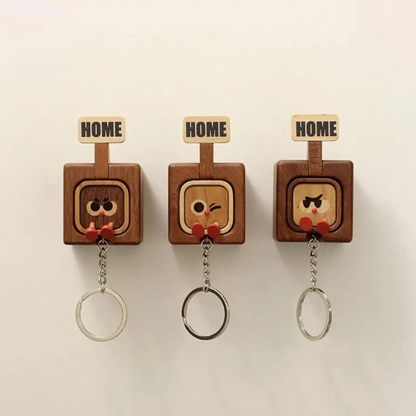 "HOME&OUT" Magnetic Solid Wood Keychain