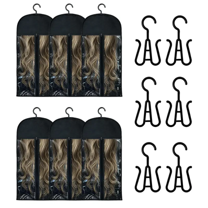 6PCS Wig Storage Bags with Hanger, 23.6" x 11.8"Wig Storage for Multiple Wigs