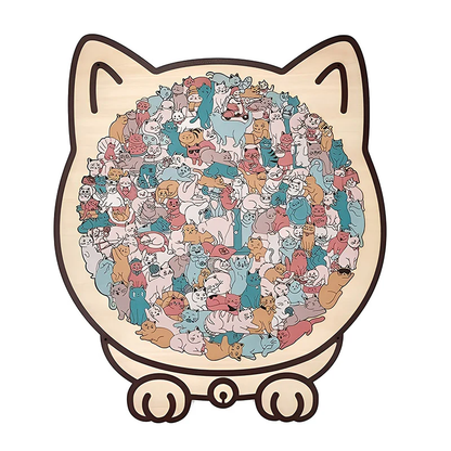 🐱Morandi-Colored Cat Shaped Wooden Jigsaw Puzzle
