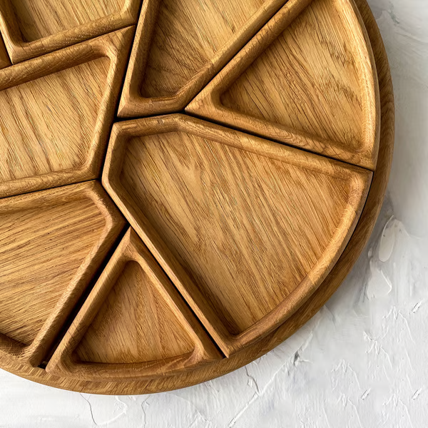Puzzle Serving Tray - Wood with Removable Compartments