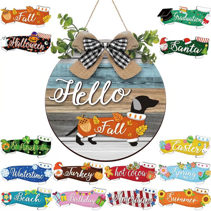 16pcs Interchangeable Dachshund Sign Dog Welcome Sign