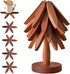 🏆Flash Sale⚡✨Natural Tree Trivet Set - 4 Wooden Trivets & 1 Stand Like a Christmas Tree
