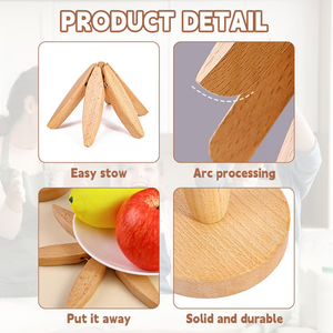 🏆Flash Sale⚡✨Natural Tree Trivet Set - 4 Wooden Trivets & 1 Stand Like a Christmas Tree