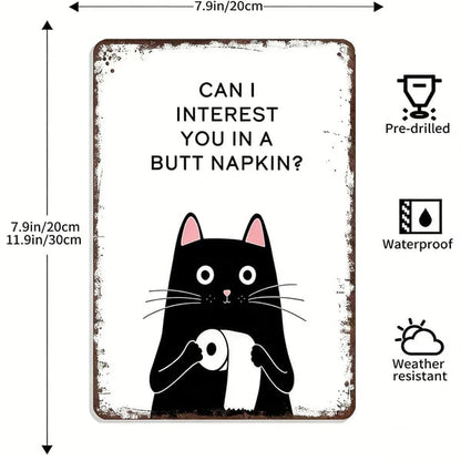 Vintage Black & White Cat Wall Art