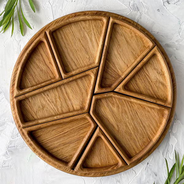 Puzzle Serving Tray - Wood with Removable Compartments