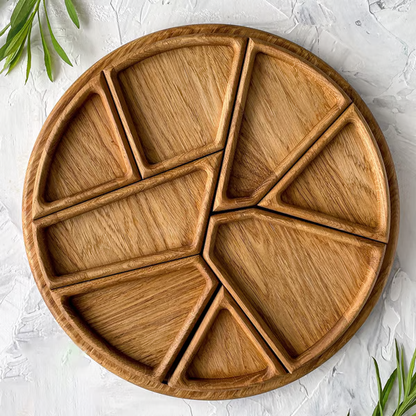 Puzzle Serving Tray - Wood with Removable Compartments