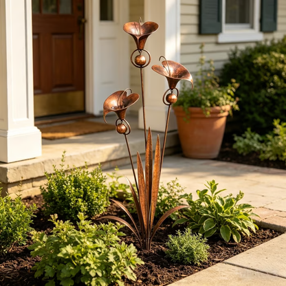 🏡Flamed Three Calla Lilies Garden Stake with Bells