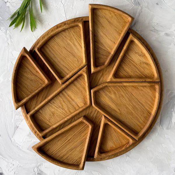 Puzzle Serving Tray - Wood with Removable Compartments