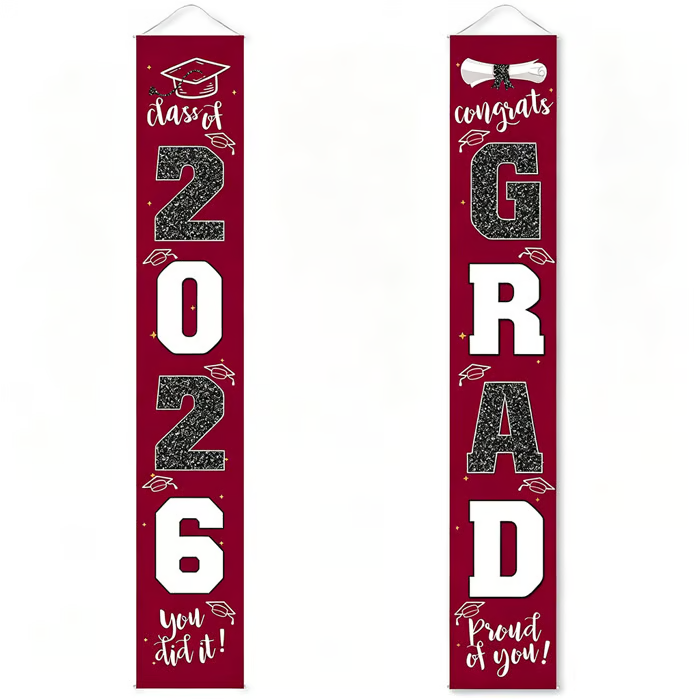 🎓Class of 2026 Graduation Banner | Congrats Grad Front Door Porch Decor for Graduation Party (✨Set of 2)