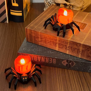 🏆2025 Halloween Hot Sale⚡🎃Halloween LED Pumpkin Lamp with Creepy Spider - Flameless Flickering Candle Light for Home Decor🕷️